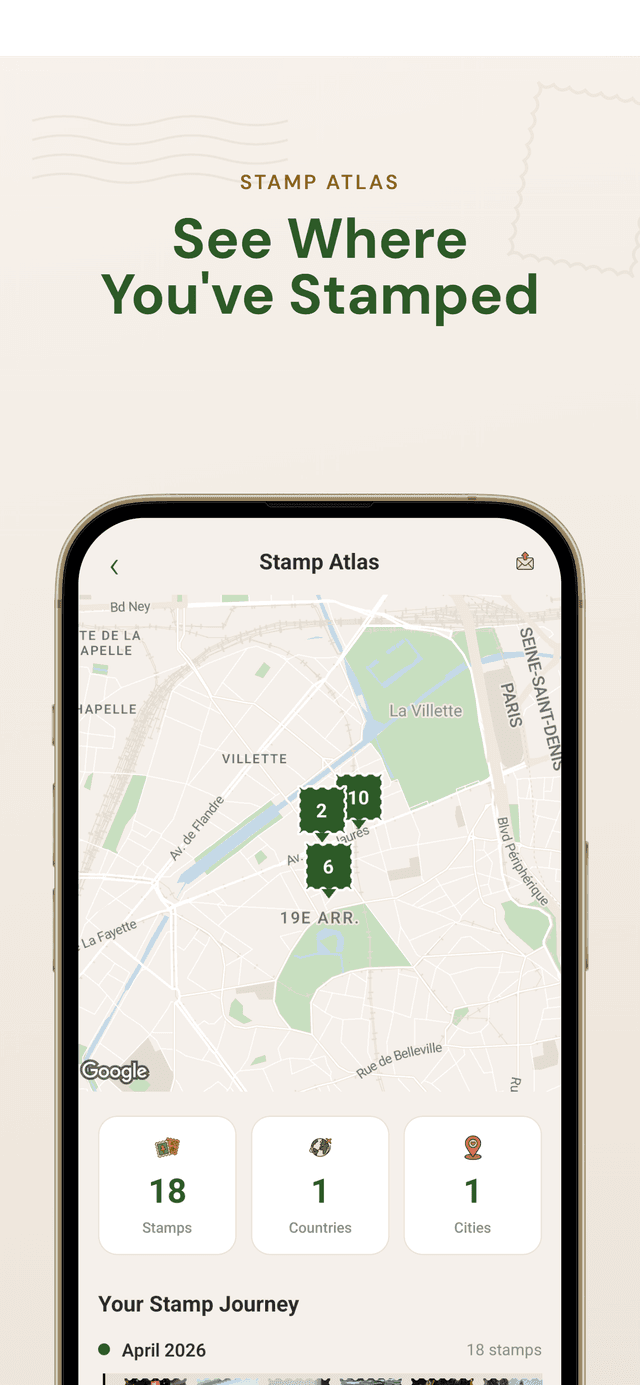 See where you've stamped on the map