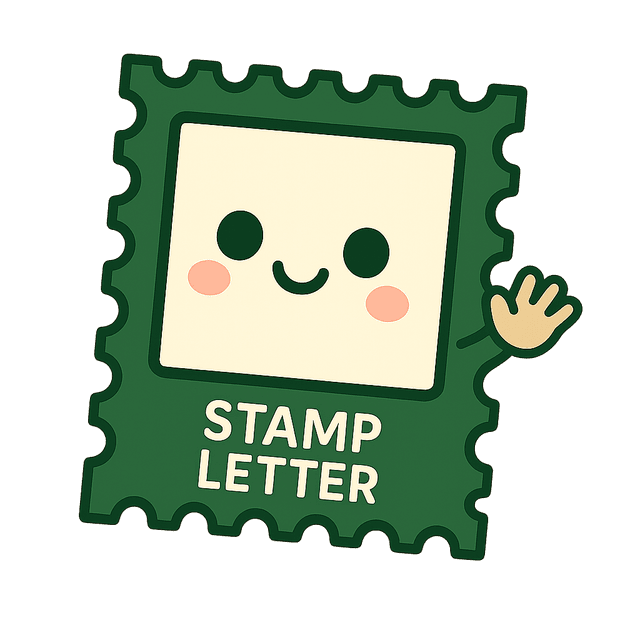 Stampy, the Stamp Letter mascot, waving hello